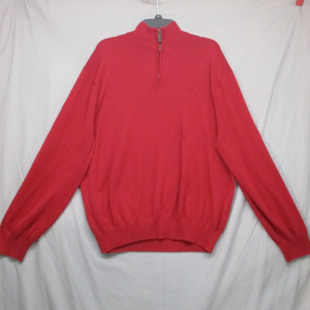 Nautica Men Henley Mock Neck Sweater 100% Cotton Red Men Size‎ | XXL